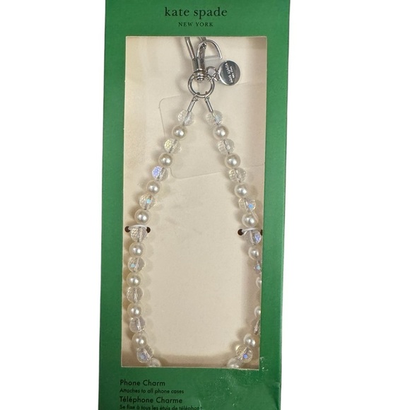 kate spade Clear Floral Phone Strap in Sea Pearl and Silver - Picture 5 of 6